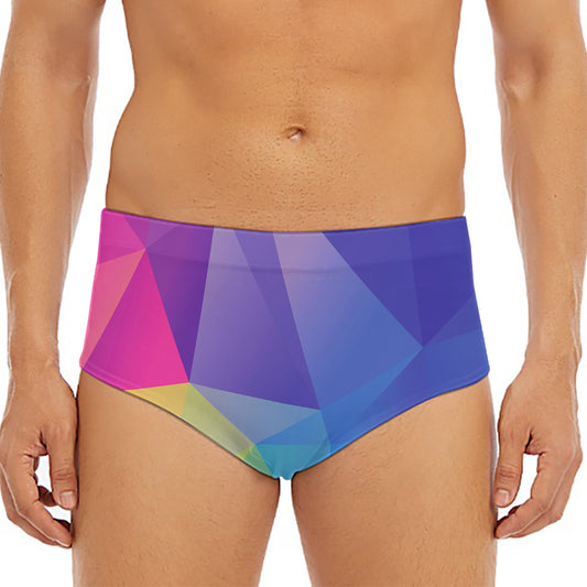 Colorful Polygonal Geometric Print Men's Triangle Swim Briefs
