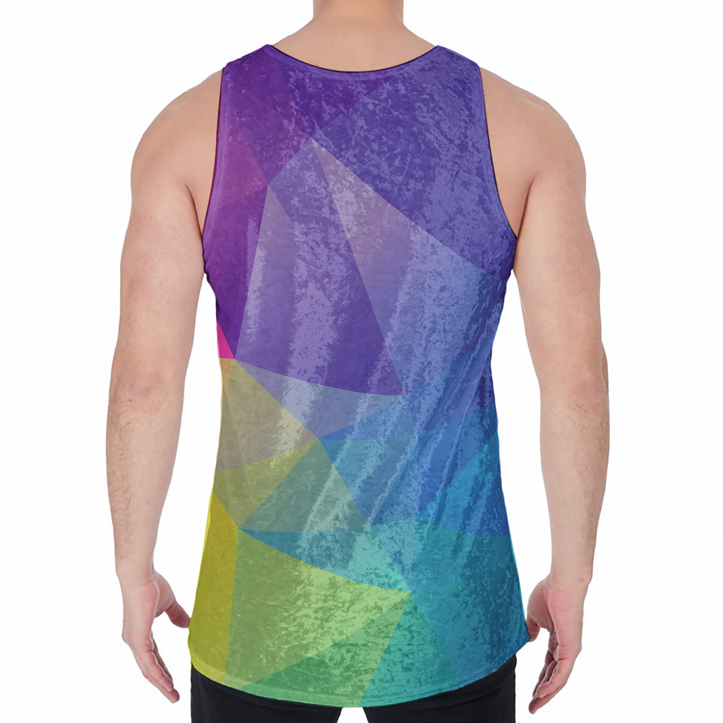 Colorful Polygonal Geometric Print Men's Velvet Tank Top