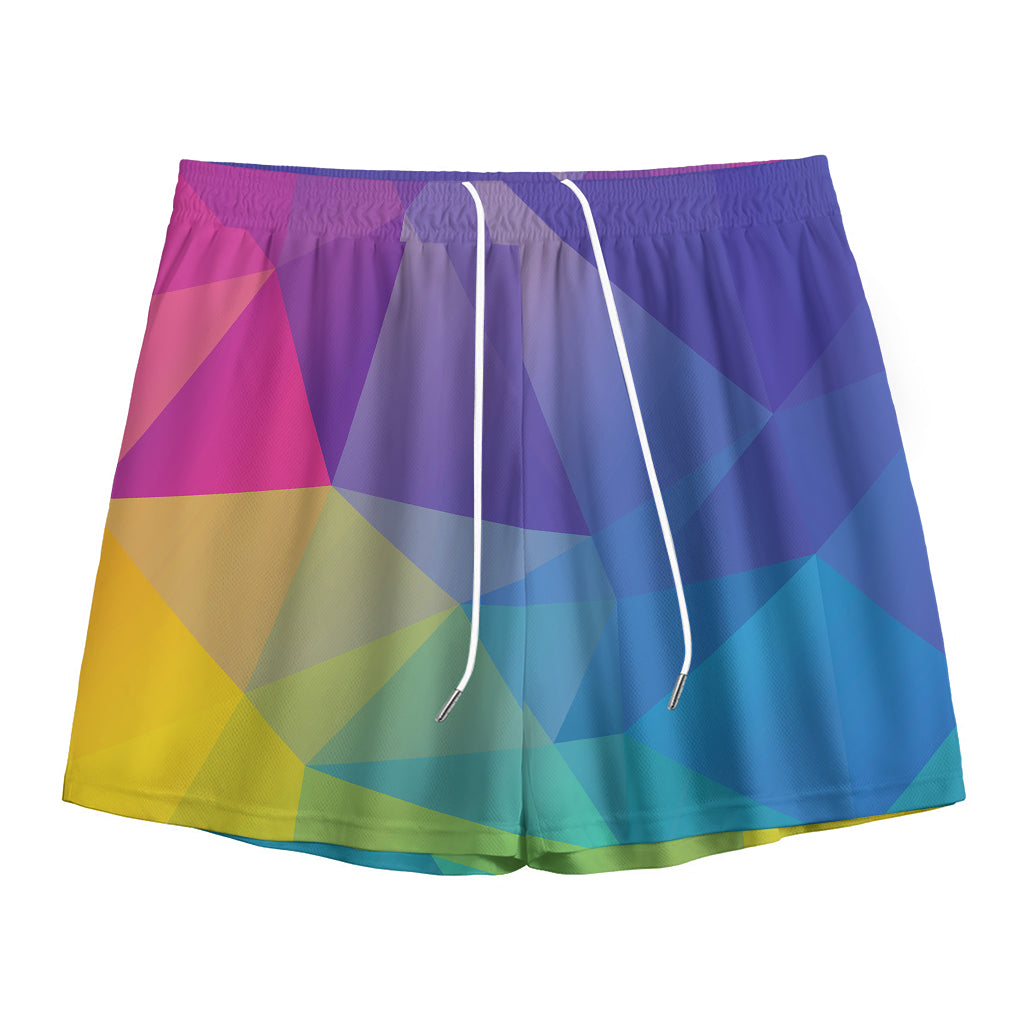 Colorful Polygonal Geometric Print Mesh Shorts