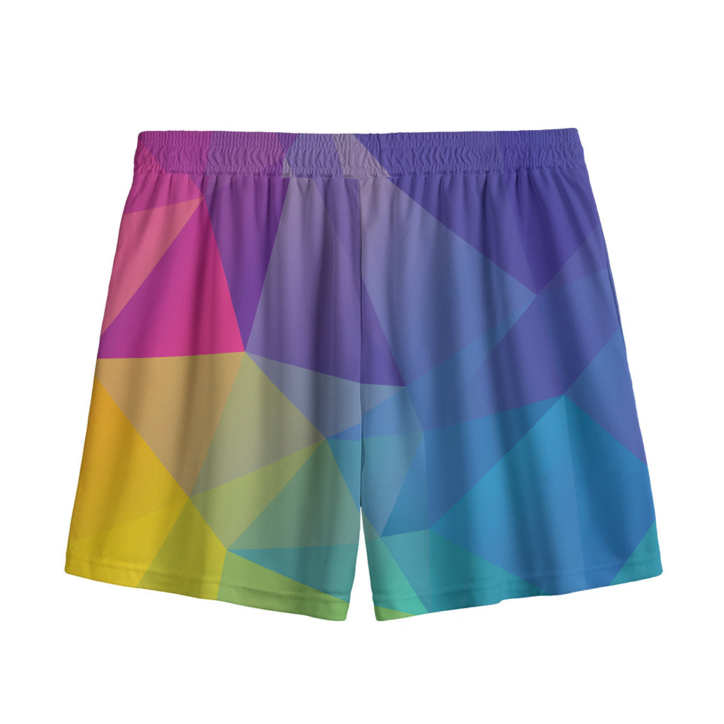Colorful Polygonal Geometric Print Mesh Shorts