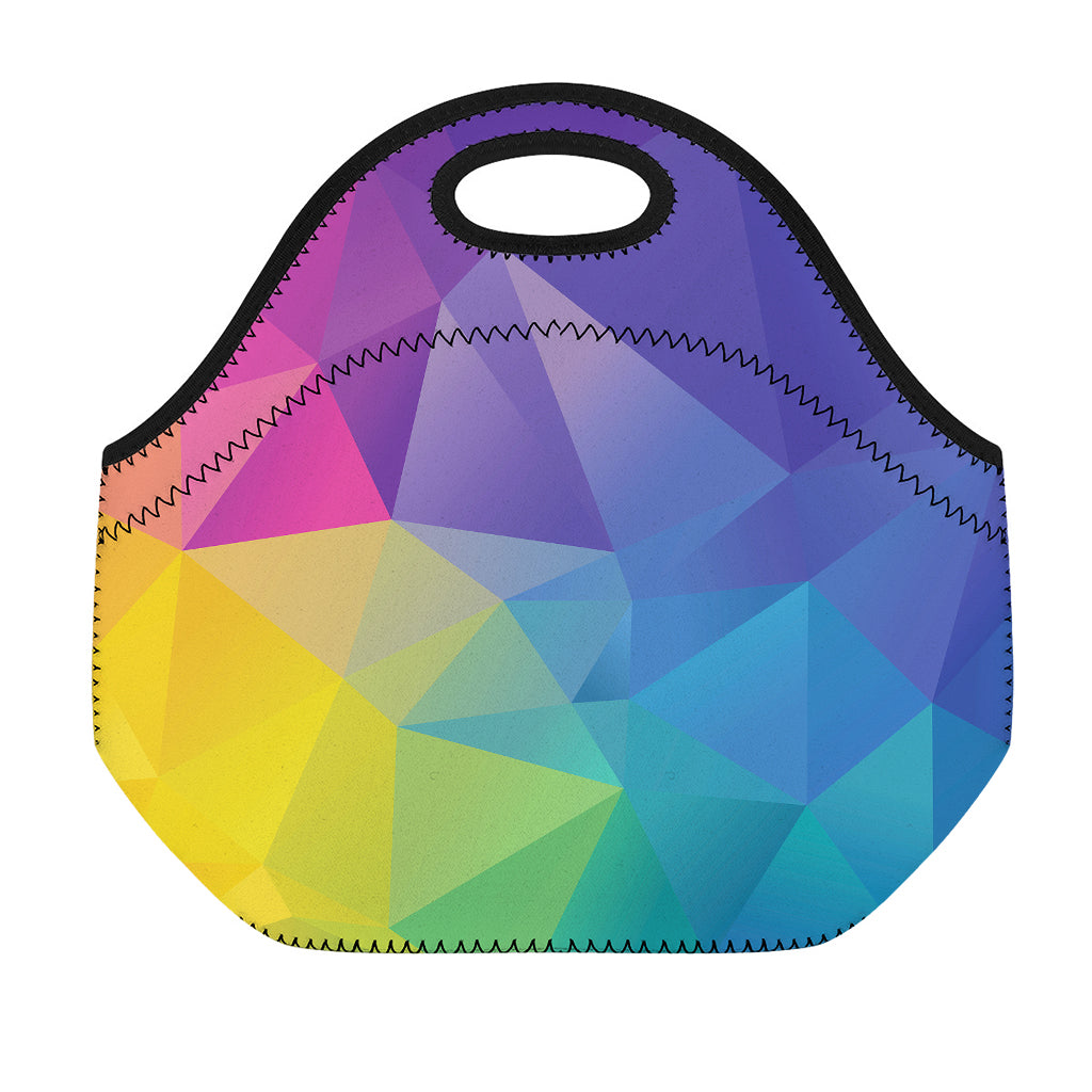 Colorful Polygonal Geometric Print Neoprene Lunch Bag
