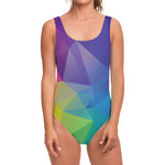 Colorful Polygonal Geometric Print One Piece Swimsuit