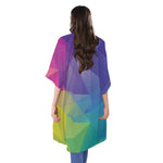 Colorful Polygonal Geometric Print Open Front Beach Cover Up