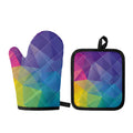 Colorful Polygonal Geometric Print Oven Mitt And Pot Holder Set