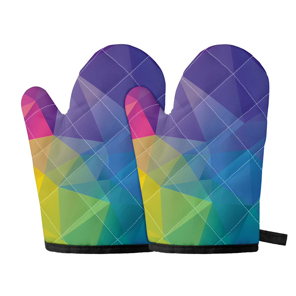 Colorful Polygonal Geometric Print Oven Mitts