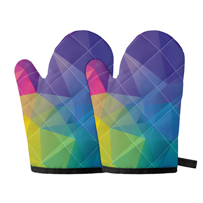 Colorful Polygonal Geometric Print Oven Mitts