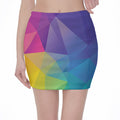 Colorful Polygonal Geometric Print Pencil Mini Skirt