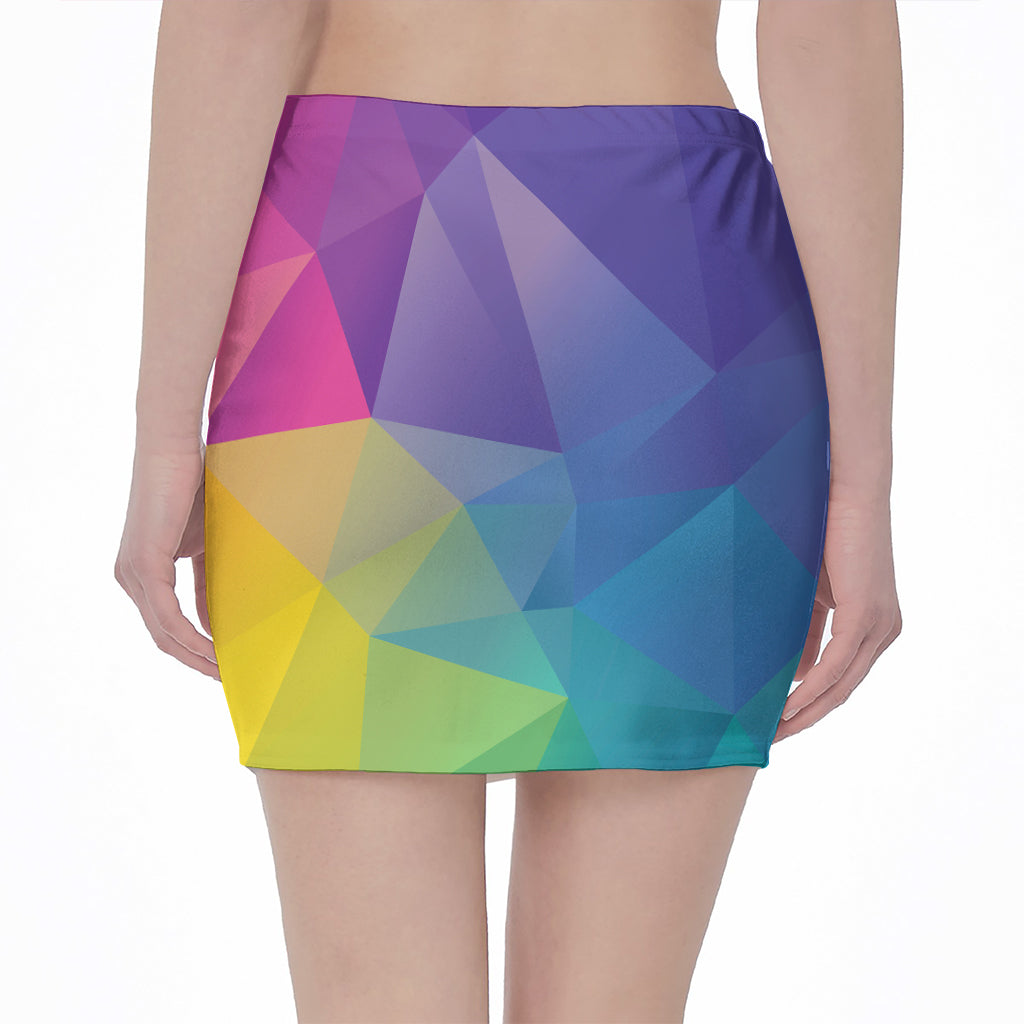 Colorful Polygonal Geometric Print Pencil Mini Skirt