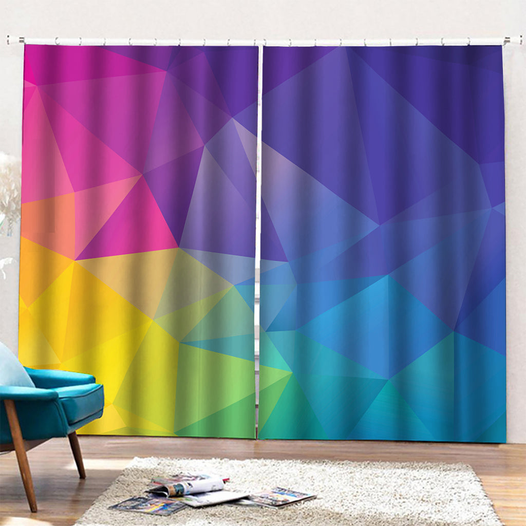 Colorful Polygonal Geometric Print Pencil Pleat Curtains