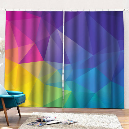 Colorful Polygonal Geometric Print Pencil Pleat Curtains