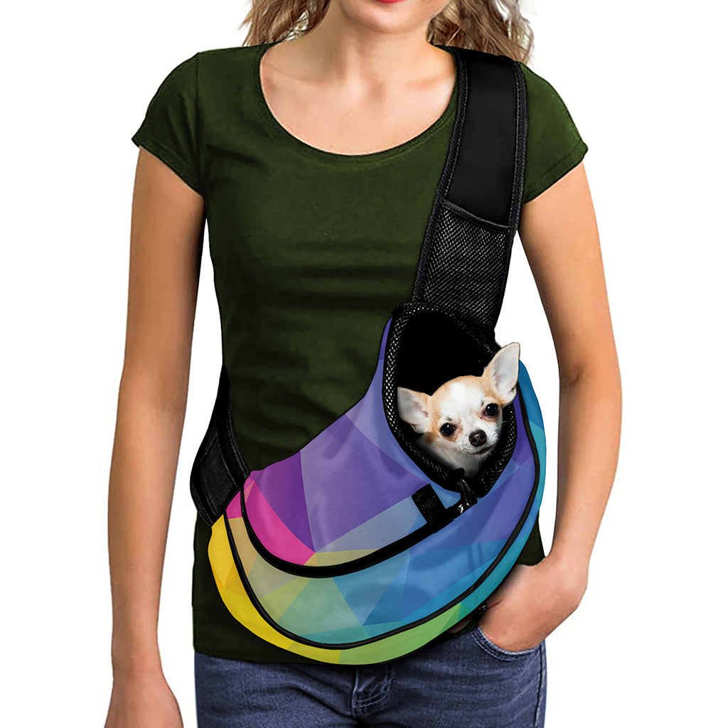 Colorful Polygonal Geometric Print Pet Sling Carrier