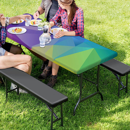 Colorful Polygonal Geometric Print Picnic Table Cover