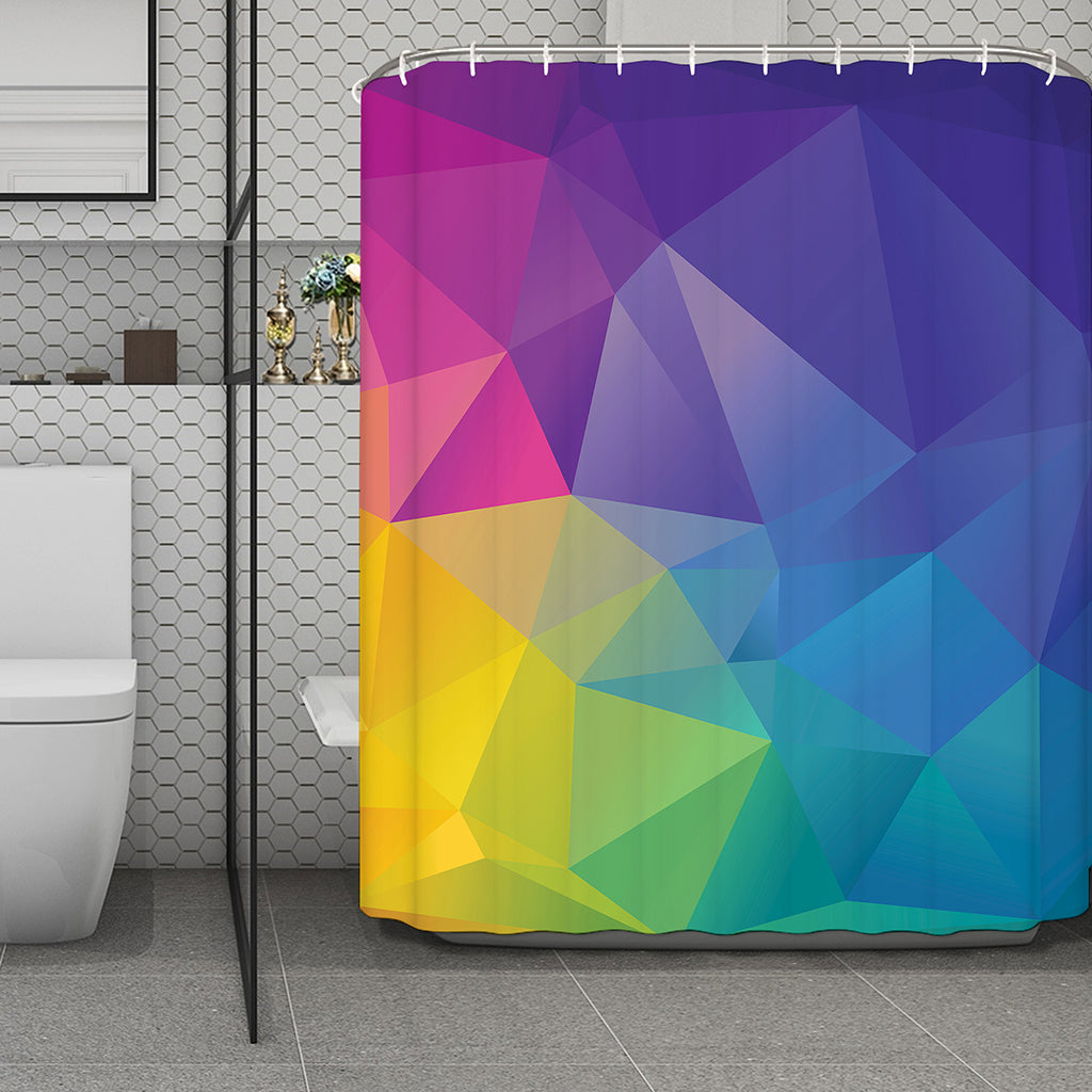 Colorful Polygonal Geometric Print Polyester Shower Curtain