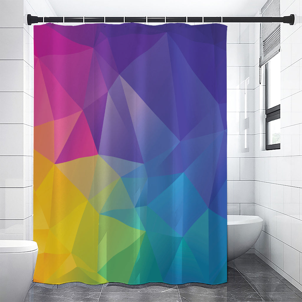 Colorful Polygonal Geometric Print Premium Shower Curtain