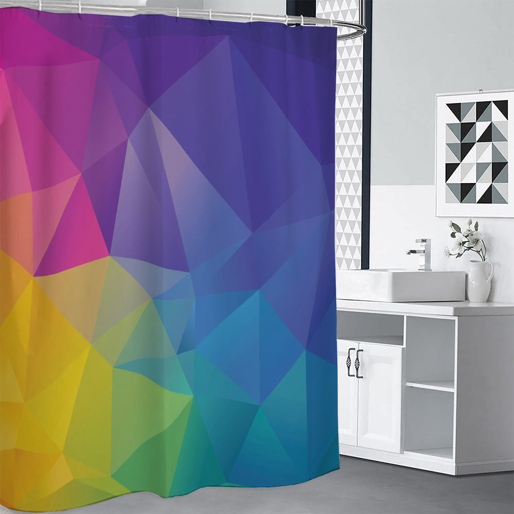 Colorful Polygonal Geometric Print Premium Shower Curtain