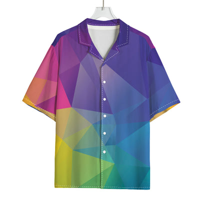 Colorful Polygonal Geometric Print Rayon Hawaiian Shirt
