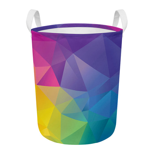 Colorful Polygonal Geometric Print Round Laundry Basket