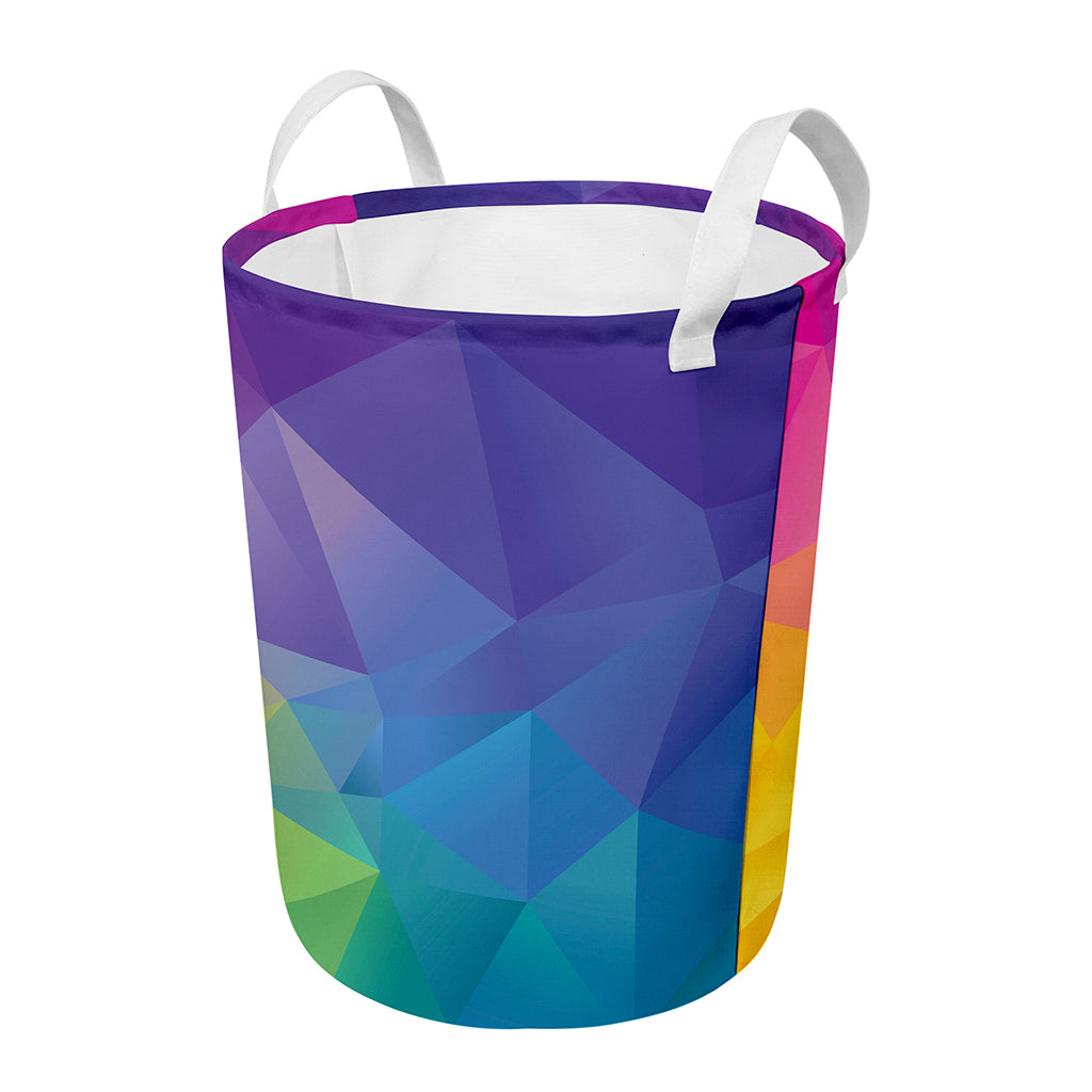 Colorful Polygonal Geometric Print Round Laundry Basket