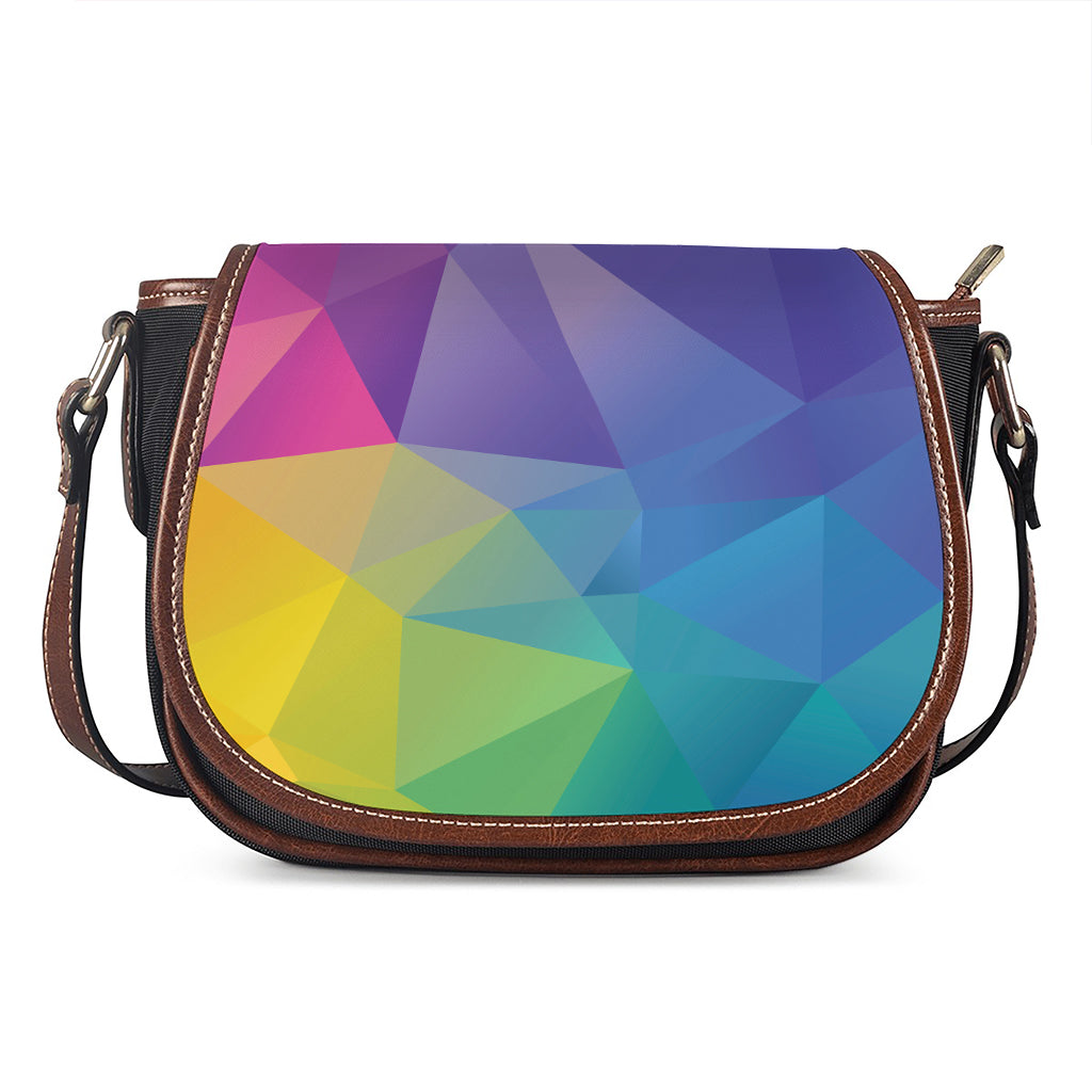 Colorful Polygonal Geometric Print Saddle Bag