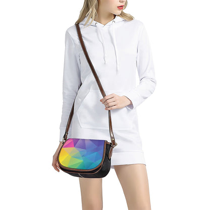 Colorful Polygonal Geometric Print Saddle Bag