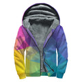 Colorful Polygonal Geometric Print Sherpa Lined Zip Up Hoodie