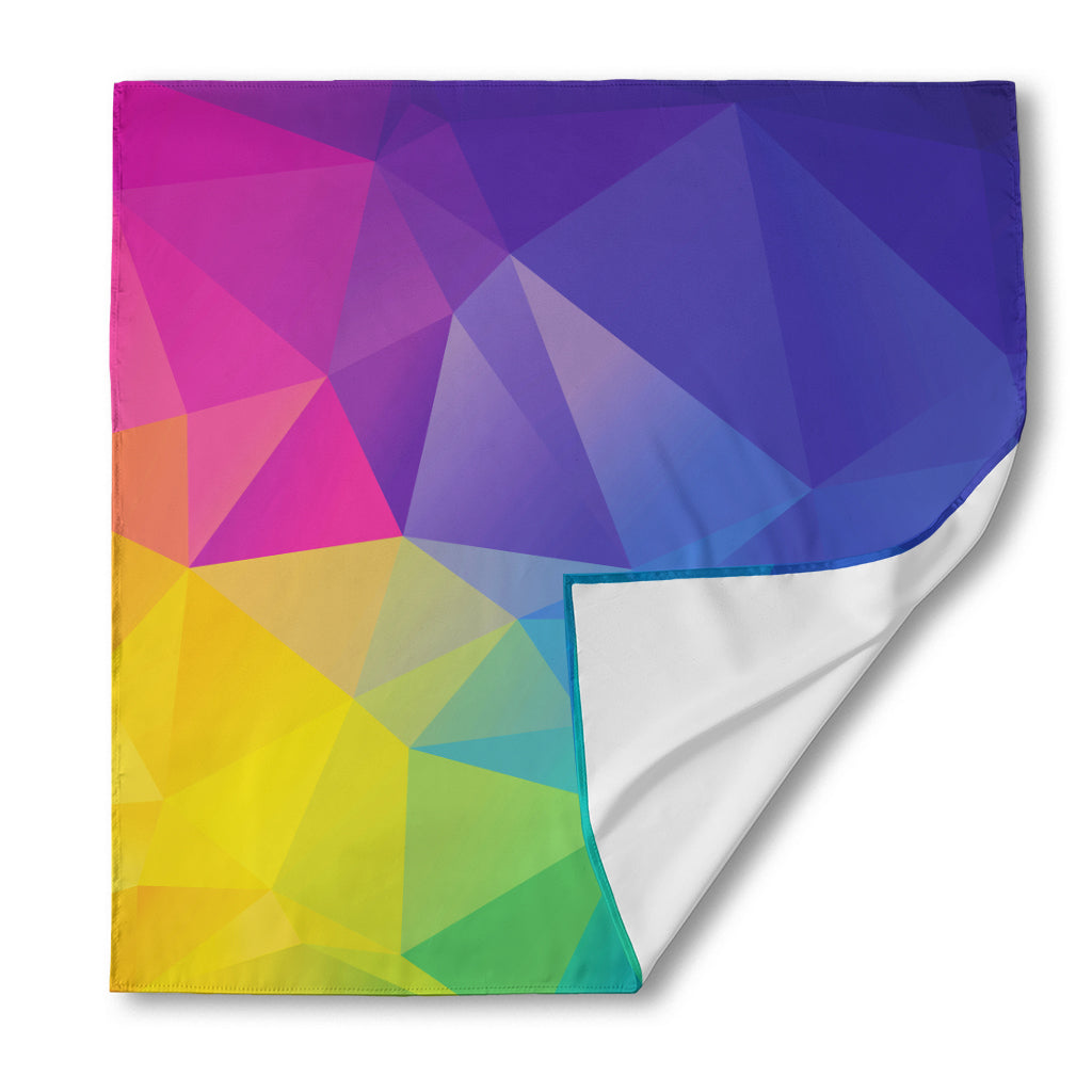 Colorful Polygonal Geometric Print Silk Bandana