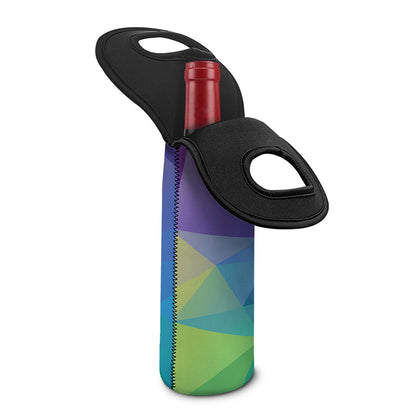 Colorful Polygonal Geometric Print Single Neoprene Wine Tote