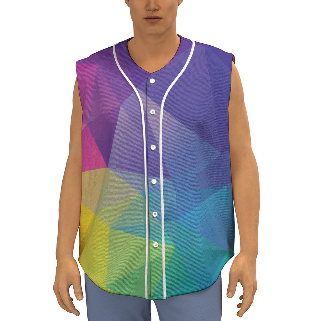 Colorful Polygonal Geometric Print Sleeveless Baseball Jersey