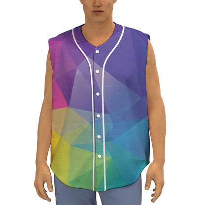 Colorful Polygonal Geometric Print Sleeveless Baseball Jersey