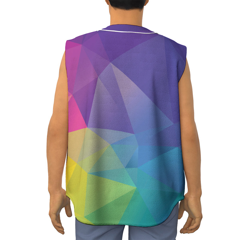 Colorful Polygonal Geometric Print Sleeveless Baseball Jersey