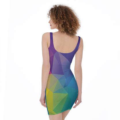 Colorful Polygonal Geometric Print Sleeveless Bodycon Dress