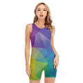 Colorful Polygonal Geometric Print Sleeveless One Piece Swimsuit