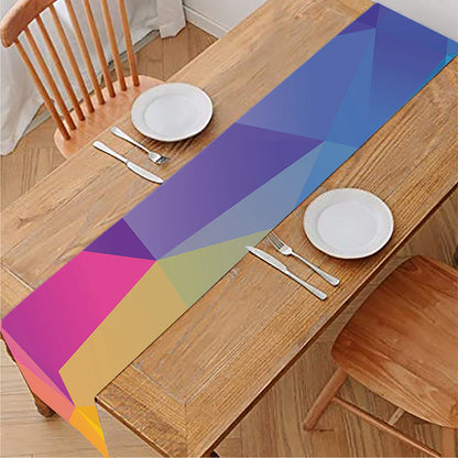 Colorful Polygonal Geometric Print Table Runner