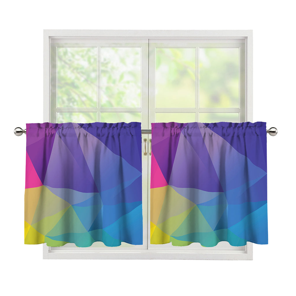 Colorful Polygonal Geometric Print Tier Curtains