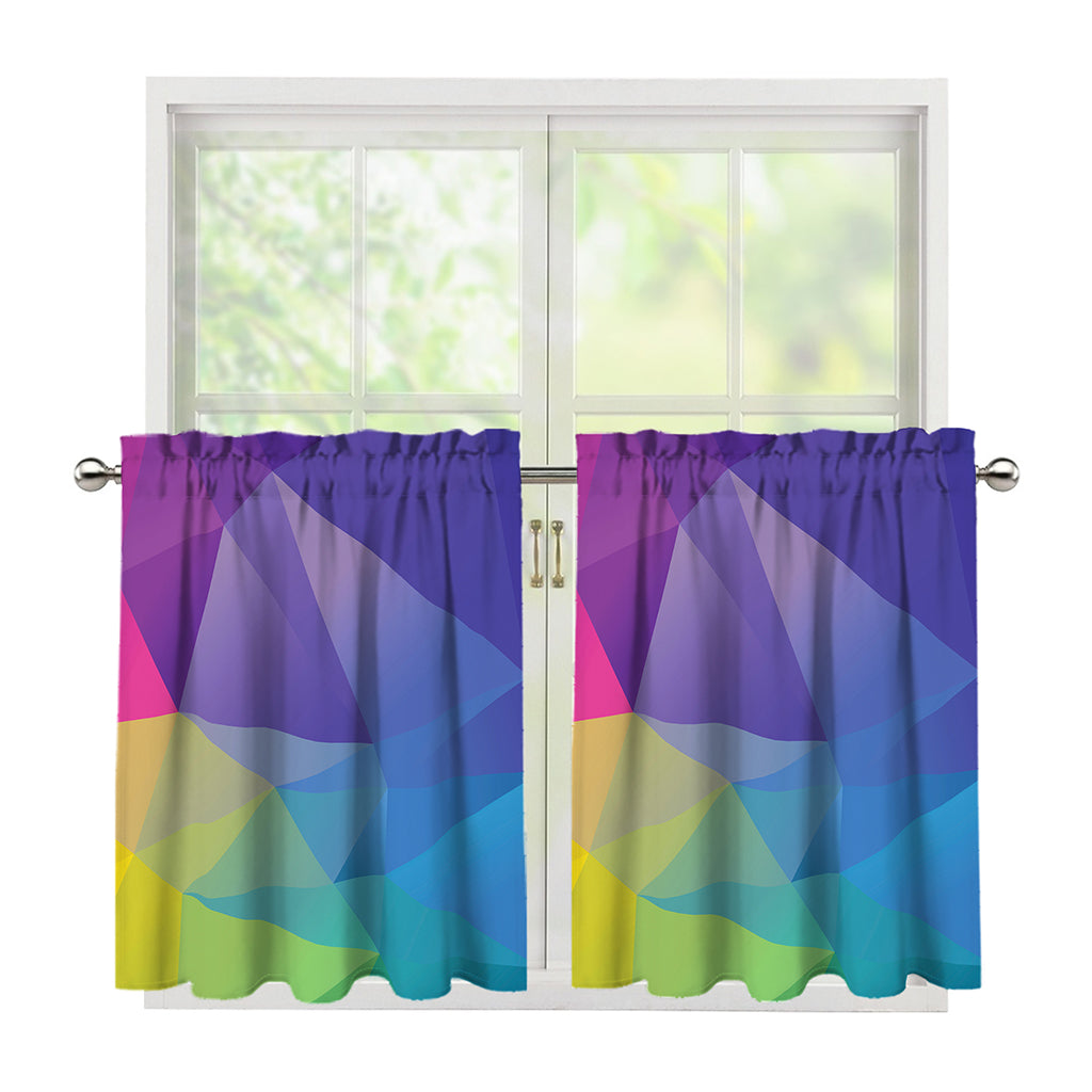 Colorful Polygonal Geometric Print Tier Curtains