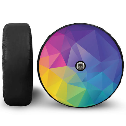Colorful Polygonal Geometric Print Tire Cover With Camera Hole