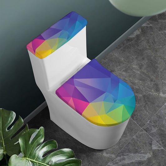 Colorful Polygonal Geometric Print Toilet Lid And Tank Cover Set