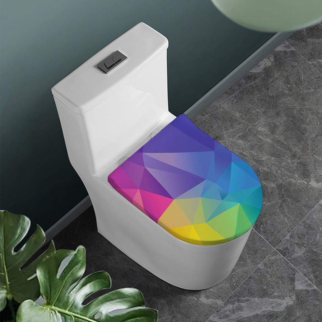 Colorful Polygonal Geometric Print Toilet Lid Cover