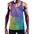 Colorful Polygonal Geometric Print Men's Workout Tank Top