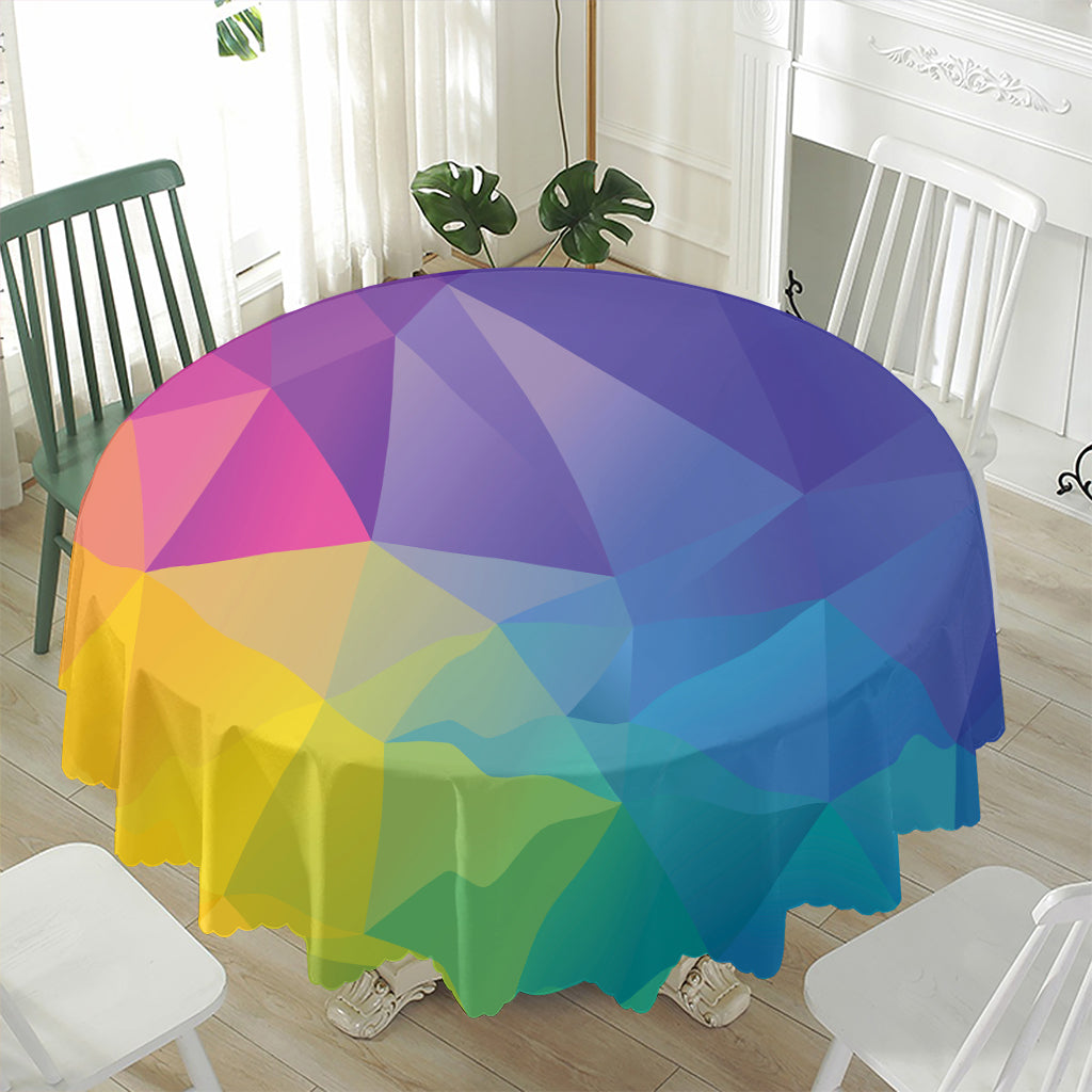 Colorful Polygonal Geometric Print Waterproof Round Tablecloth