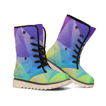 Colorful Polygonal Geometric Print Winter Boots