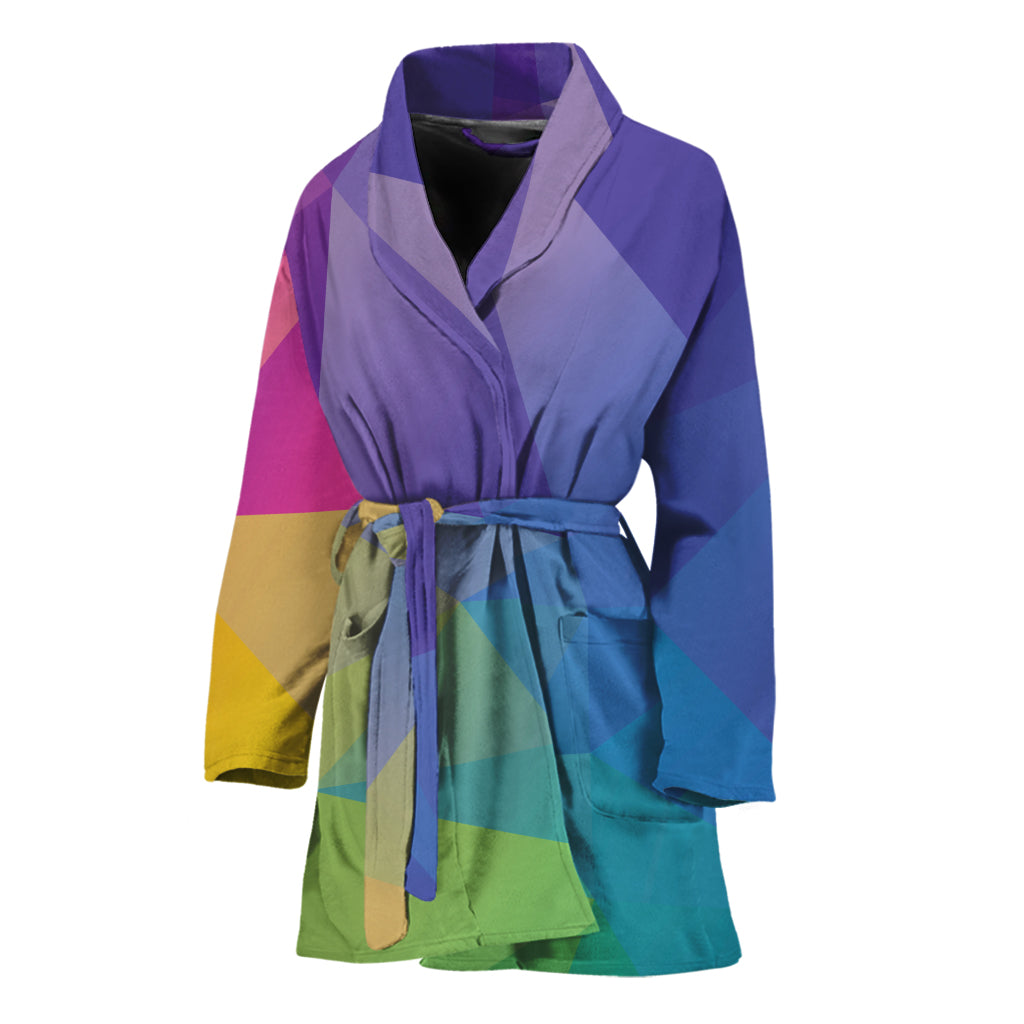 Colorful Polygonal Geometric Print Women's Bathrobe