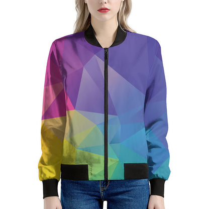 Colorful Polygonal Geometric Print Women's Bomber Jacket