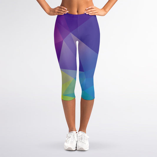 Colorful Polygonal Geometric Print Women's Capri Leggings