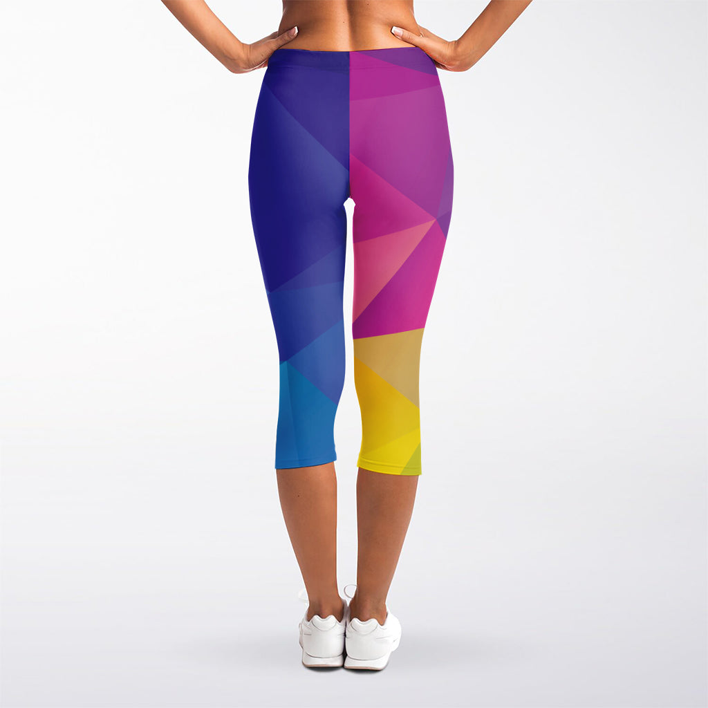 Colorful Polygonal Geometric Print Women's Capri Leggings