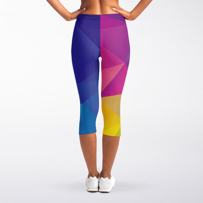 Colorful Polygonal Geometric Print Women's Capri Leggings