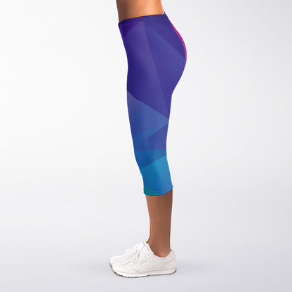 Colorful Polygonal Geometric Print Women's Capri Leggings
