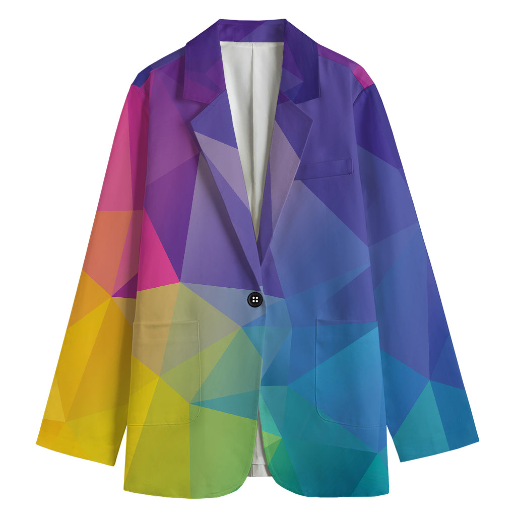 Colorful Polygonal Geometric Print Women's Cotton Blazer