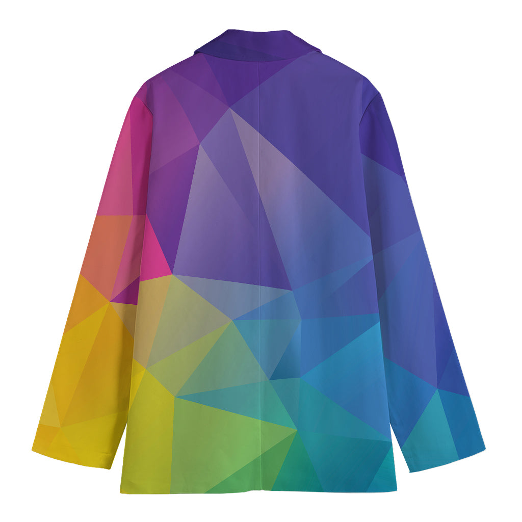 Colorful Polygonal Geometric Print Women's Cotton Blazer