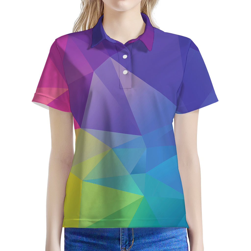 Colorful Polygonal Geometric Print Women's Polo Shirt